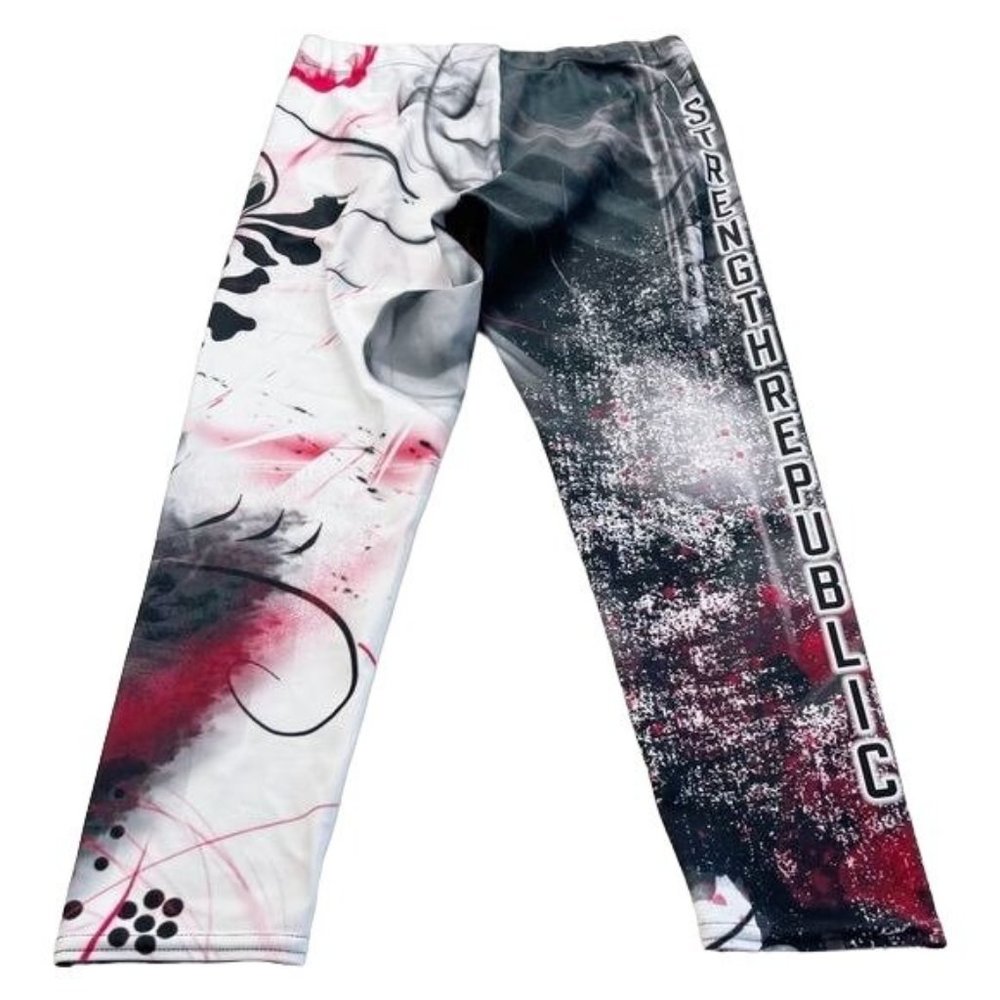 Strength Republic Gym Black/Red Spell Out Leggings size L - Picture 2 of 9